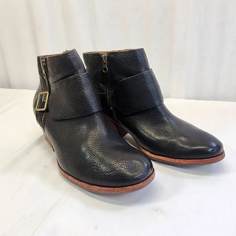 Kork Ease Boots Womens Isa Black Full Grain Leather Heeled Ankle Booties 7.5